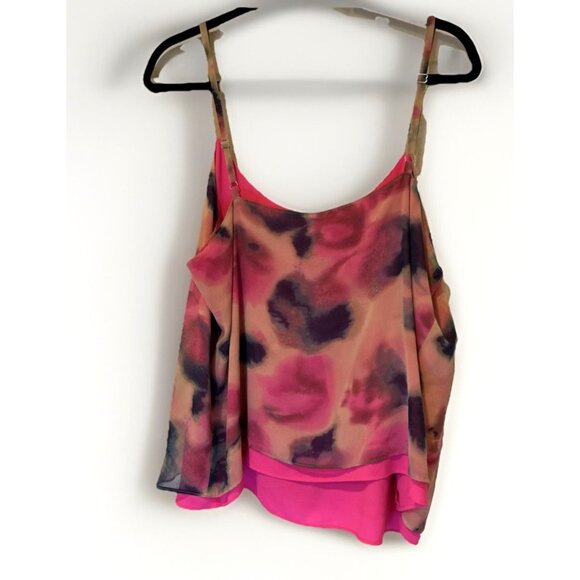 Rachel Roy Womens Tank XL Pink Sleeveless Chiffon Cami Top Colorful Neon‎ Beach - Picture 3 of 8